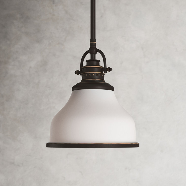 Maybery Single Light Glass Dimmable Pendant Finish Palladian Bronze Shade Color Opal Etched Glass Size 9.5 H x 8 W x 8 D